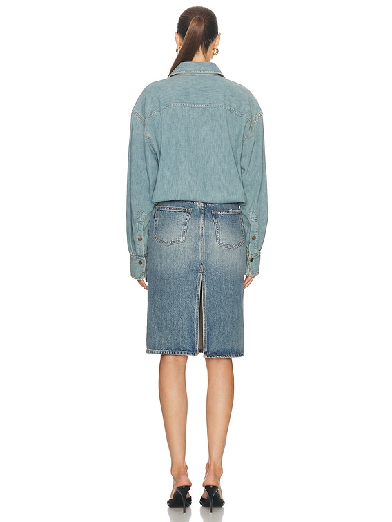 ワンピース HAIKURE DRESS (HEW10034DF176) Haikure Joelle Shirt Dress in Blue Tencel | FWRD