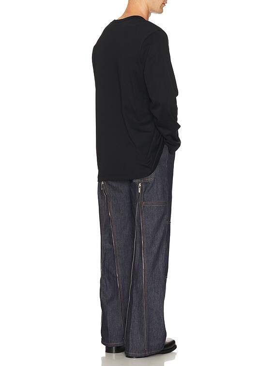 Helmut Lang Zip Carpenter Jeans in Undone Indigo in Raw Indigo | FWRD