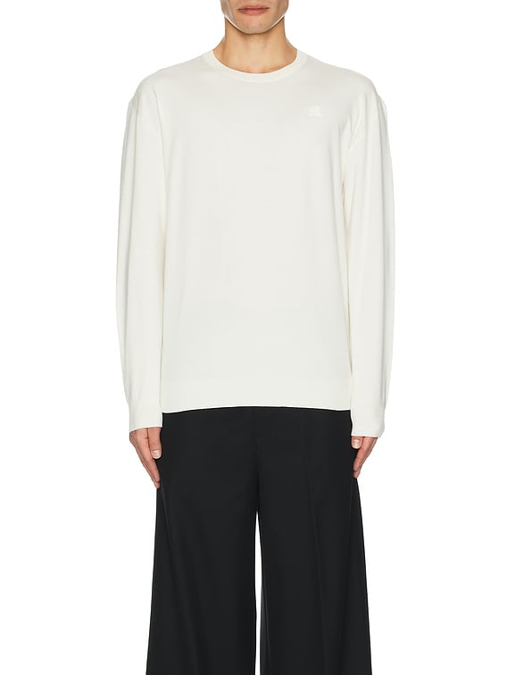 Helmut Lang Fine Gauge Crewneck Sweater in Ivory | FWRD