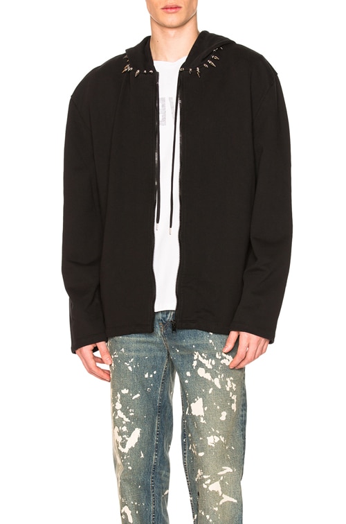 Helmut Lang Re-Edition Stud Collar Hoodie in Black | FWRD