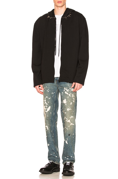 Helmut Lang Re-Edition Stud Collar Hoodie in Black | FWRD