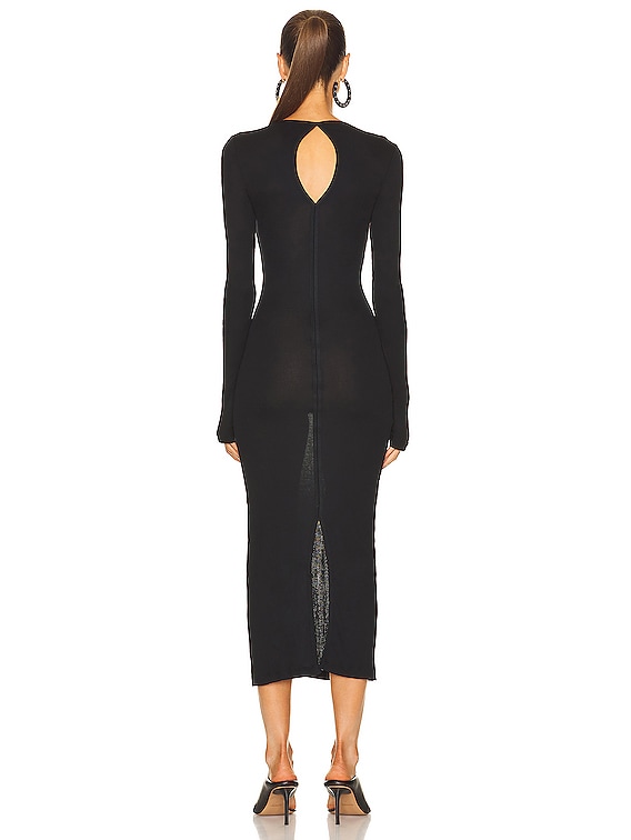 helmut lang slash long sleeve dress Helmut Lang Slash Long Sleeve Midi Dress in Basalt Black