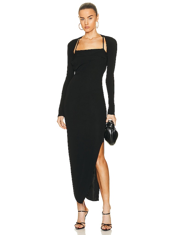 Helmut Lang Long Sleeve Cutout Dress in Black | FWRD