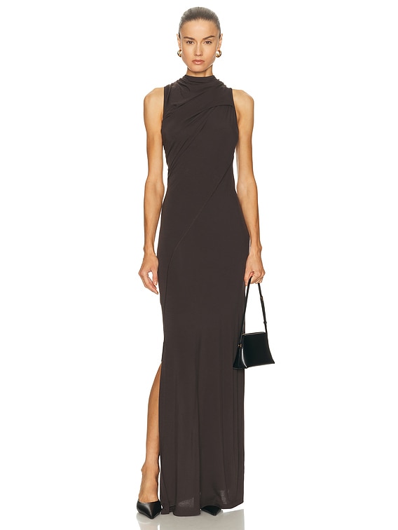 Helmut Lang Wind Maxi Dress in Dark Roast | FWRD