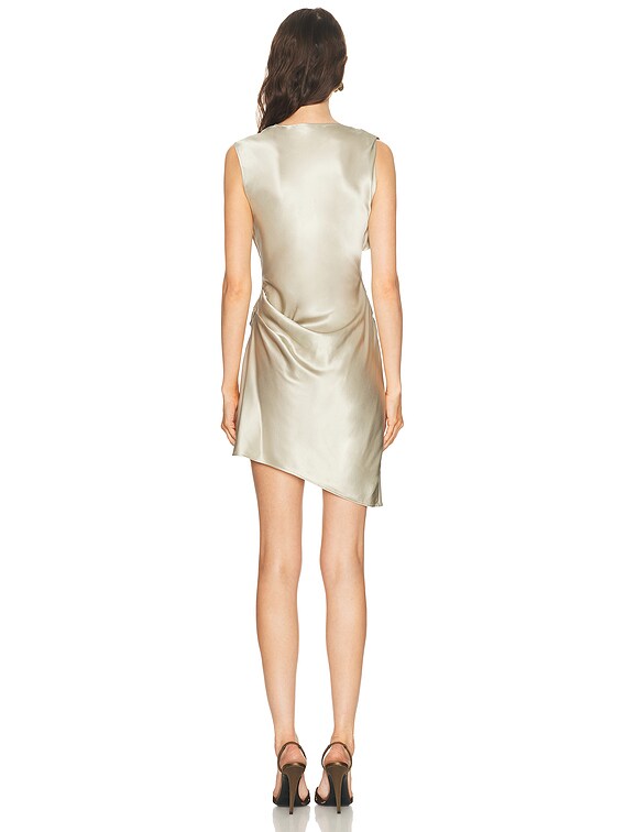 Helmut Lang Silk Drape Dress in Green Tea | FWRD