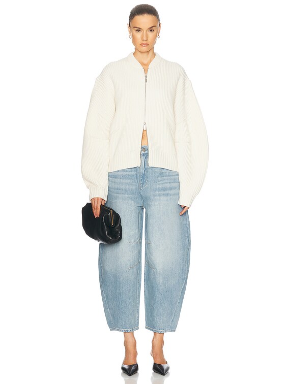 Helmut Lang Zip Up Cardigan in Ivory | FWRD