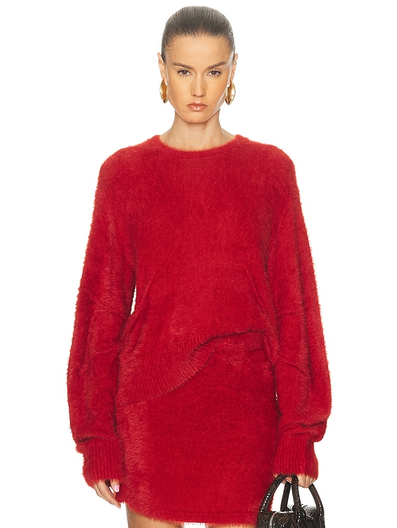Helmut Lang Eyelash Crewneck Sweater in Red | FWRD