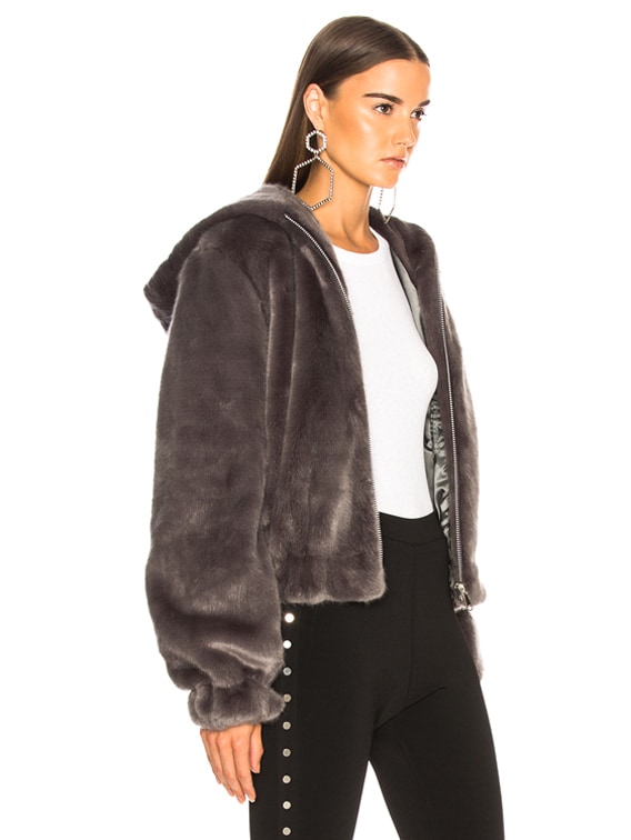 helmut lang hooded mink bomber