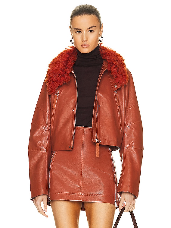 Helmut Lang Leather Astro Jacket in Umber | FWRD