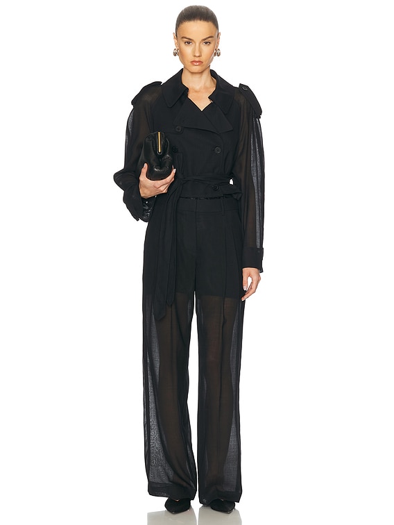 Helmut Lang Cropped Trench Coat in Black | FWRD
