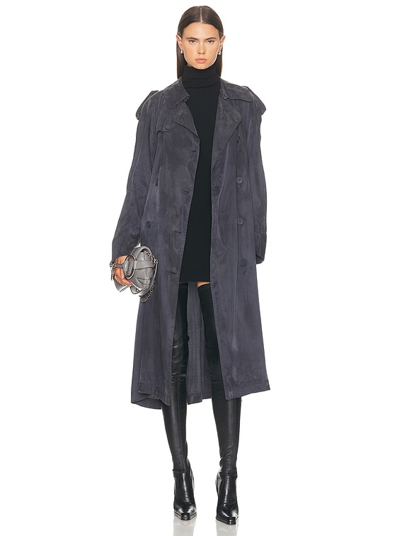 Helmut Lang Fluid Trench Coat in Indigo | FWRD