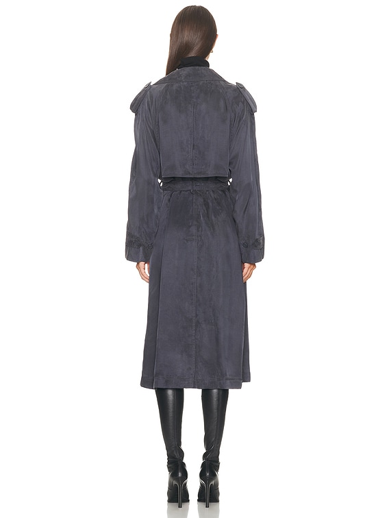Helmut Lang Fluid Trench Coat in Indigo | FWRD
