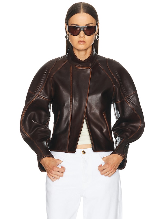 Helmut Lang Saddle Leather Jacket in Saddle | FWRD