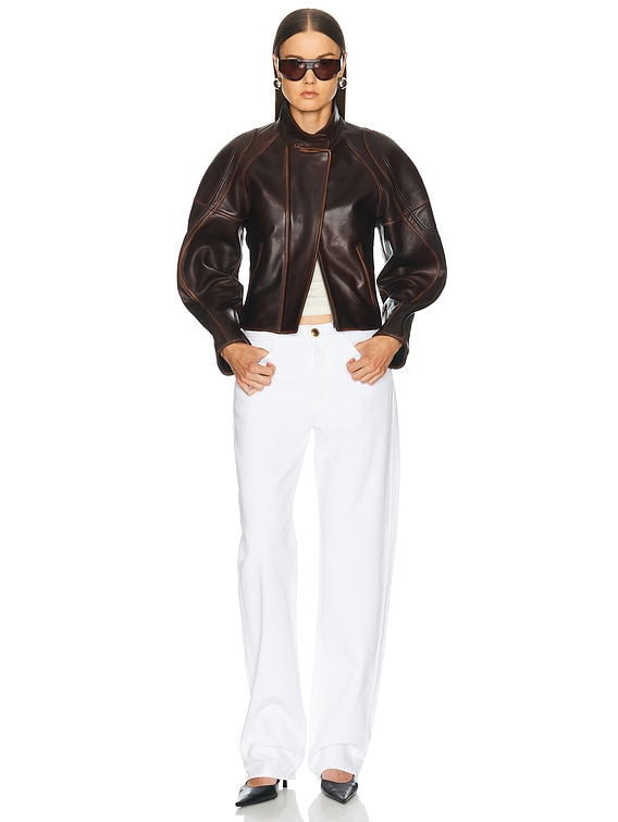 Helmut Lang Saddle Leather Jacket in Saddle | FWRD