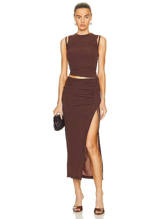 スカート HELMUT LANG Woman Skirt Cocoa P01HW301 D0M Helmut Lang Wind Mini Skirt | HELMUTLANG.COM