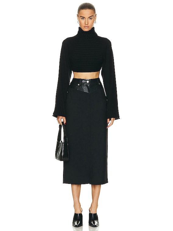 ワンピース HELMUT LANG Women Mid Skirts P01HW604 58869 001 BLACK Black Helmut Lang Garter Midi Skirt in Black | FWRD