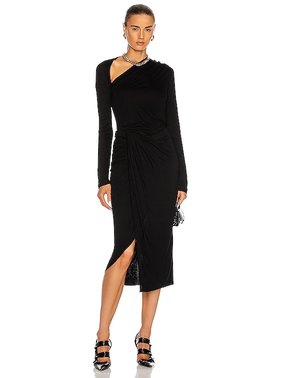 Helmut Lang Asymmetric Long Sleeve Jersey Top in Black | FWRD