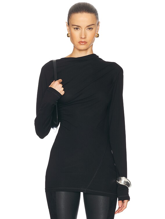 Helmut Lang Sheer Long Sleeve Top in Black | FWRD