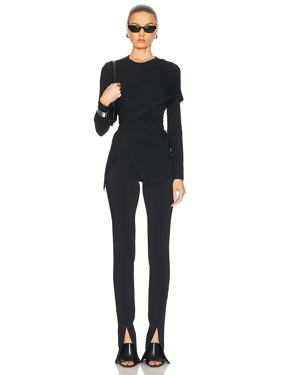 Helmut Lang Draped Long Sleeve Top in Black | FWRD