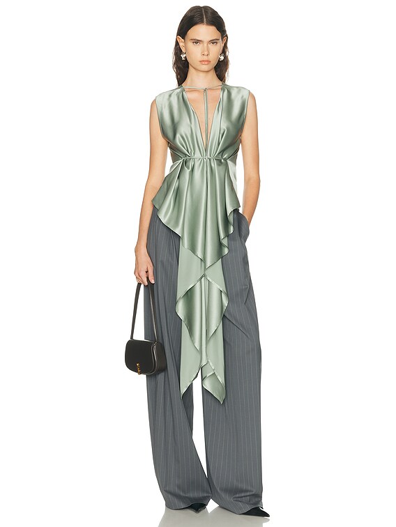 Helmut Lang Scarf Drape Top in Aqua Gray | FWRD