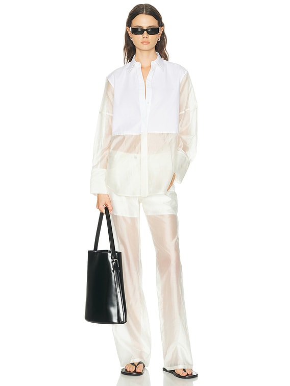 Helmut Lang Combo Long Sleeve Shirt in White & Soft White | FWRD