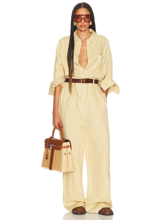 Paperbag Jumpsuit in Washed Linen