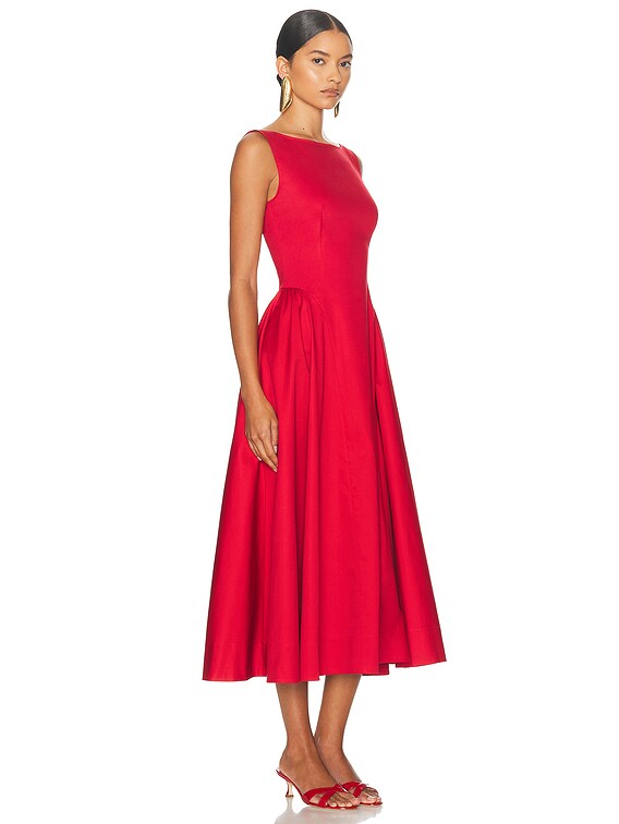 Stretch Cotton Sateen Midi Dress