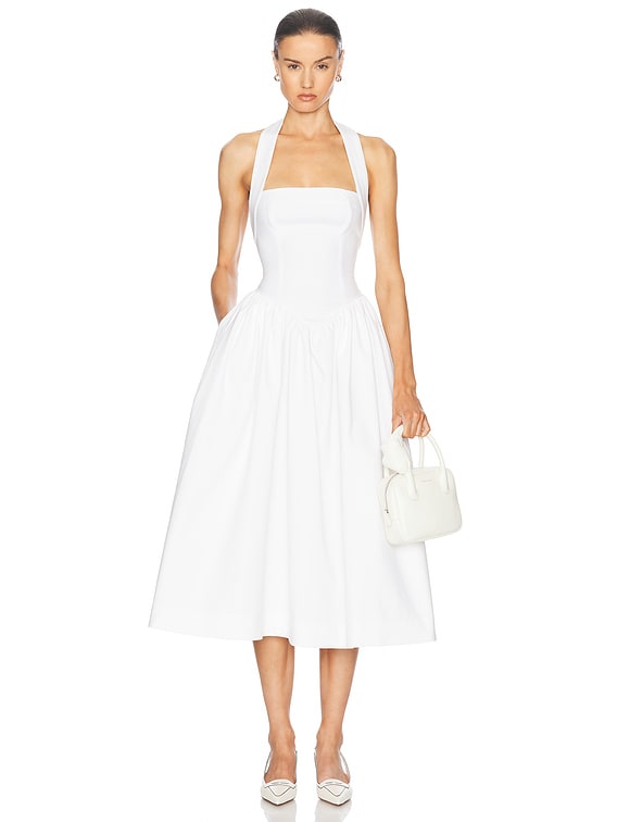 Faille Halter Midi Dress