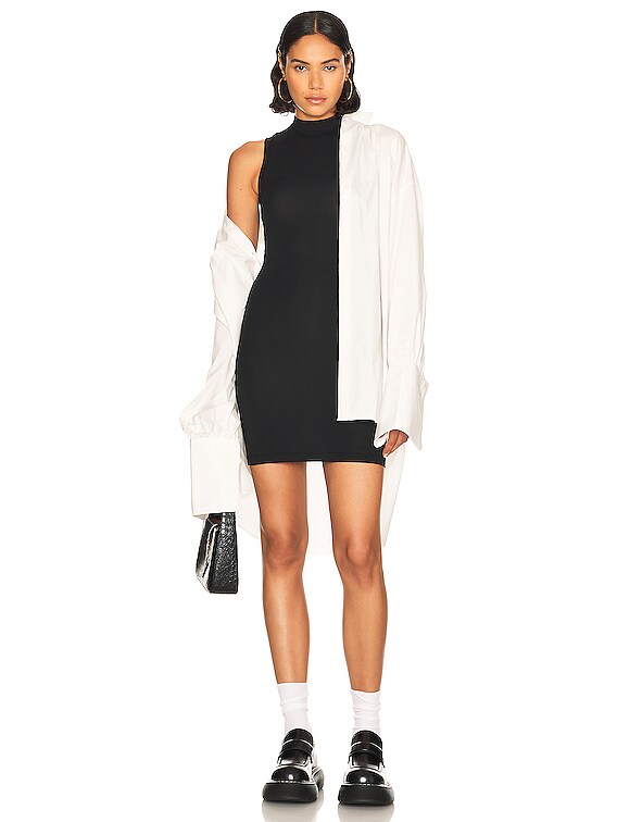 Helsa Jersey Mock Neck Mini Dress in Black Ink | FWRD Helsa Jersey Mock Neck Mini Dress in Black Ink | FWRD
