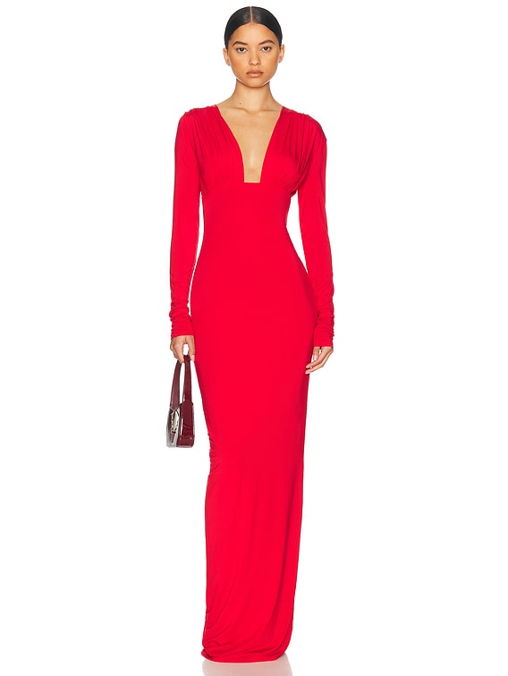Jersey Deep V Maxi Dress