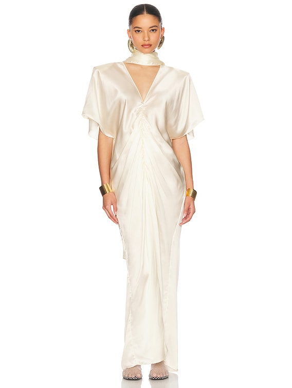 Helsa The Demeter Dress in Silk Lyocell in Cream | FWRD