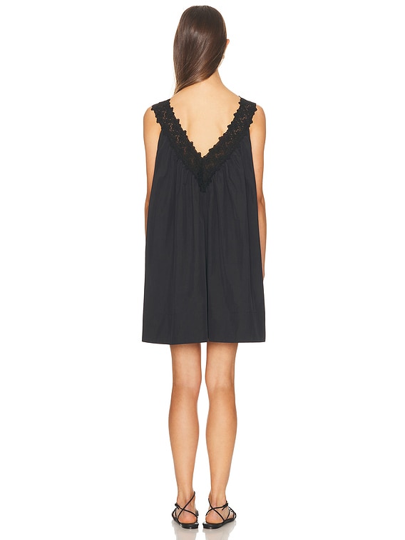 Helsa Mini Dress With Lace in Tech Poplin in Black | FWRD Helsa Mini Dress With Lace in Tech Poplin in Black | FWRD