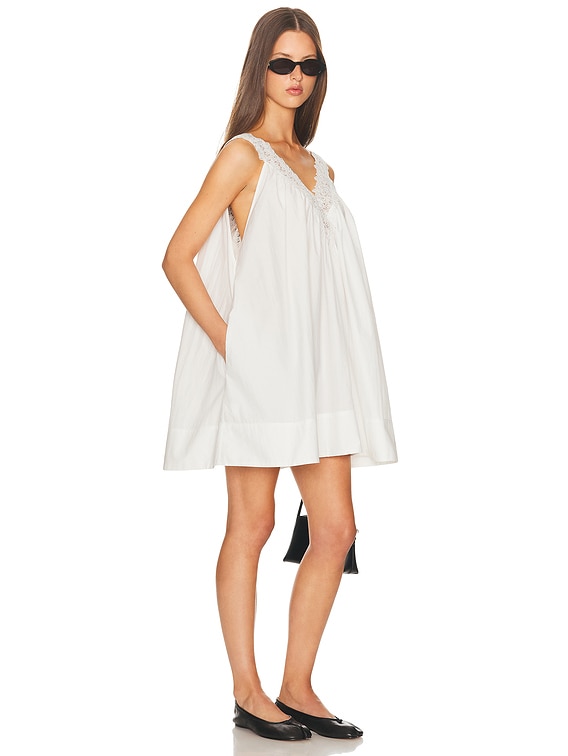 Mini Dress With Lace in Tech Poplin