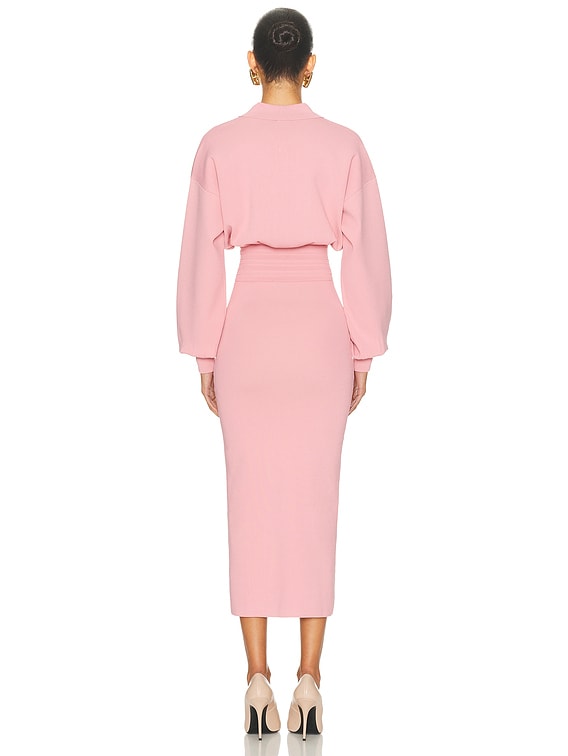 open lace back dress Giavana Puff Sleeve Layered Maxi Dress Baby Pink M main image 1