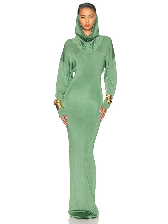 green dress with hood Verelise Mesh Long Sleeved Dress – Free Movement Dance Solutions main image 1