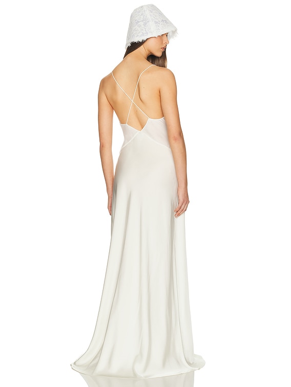 Helsa Mix Media Slip Dress in Ivory | FWRD