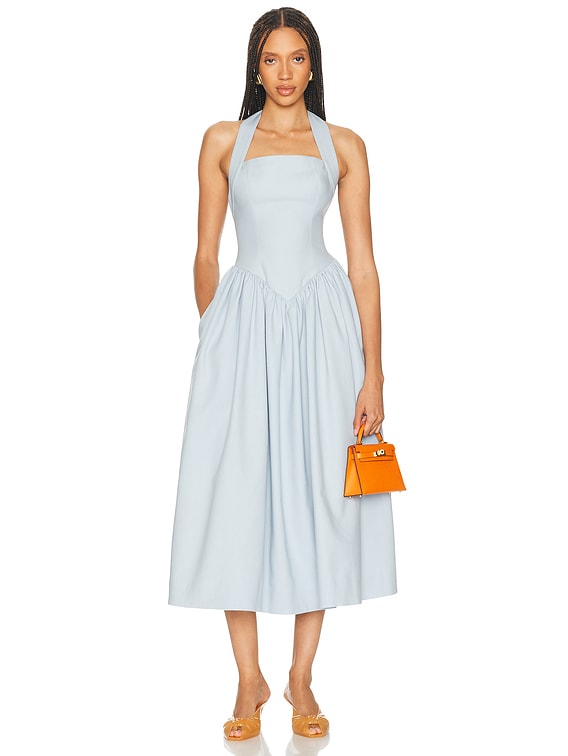 helsa faille halter dress Midi in Pale Blue Couture Mermaid Dresses