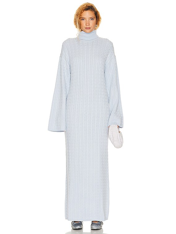 Helsa Shai Cable Knit Dress in Pale Blue | FWRD Helsa Shai Cable Knit Dress in Pale Blue | FWRD