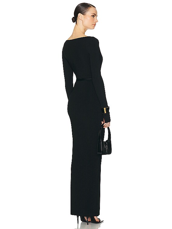 Helsa Niall Deep V Neck Dress in Black | FWRD