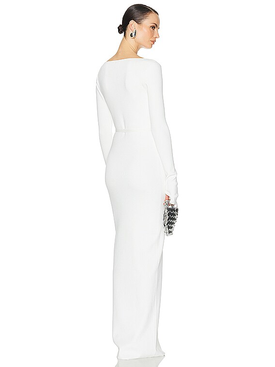 Helsa Niall Deep V Neck Dress in White | FWRD