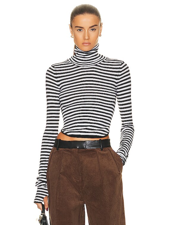 【DISCERNMENT】crew hand warmer turtleneck Helsa Alva Turtleneck in Black & White | FWRD