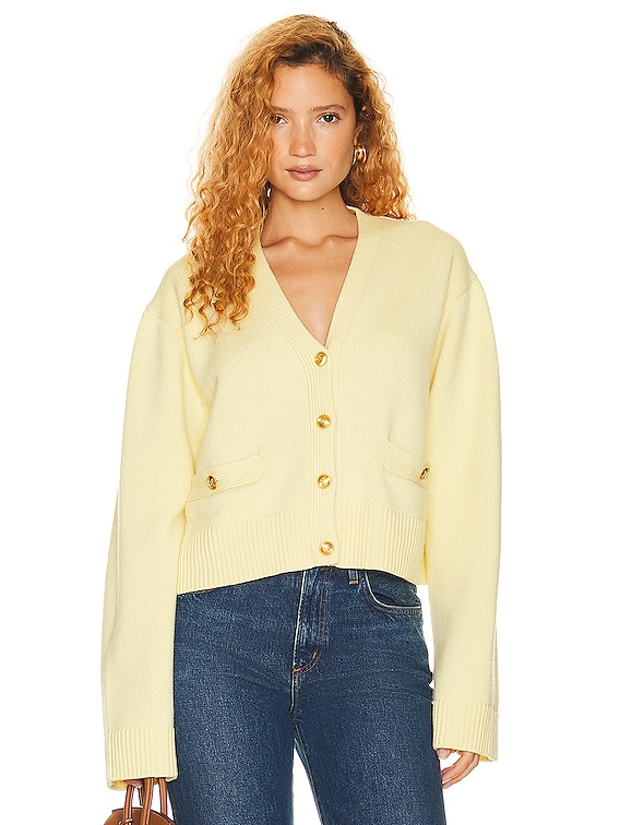 Helsa Dawes Cardigan in Pale Yellow | FWRD