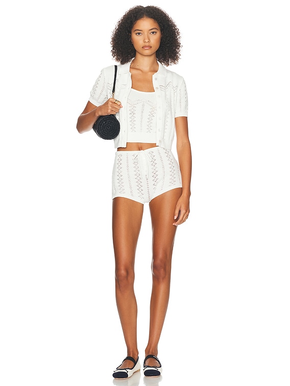 Helsa Adam Cardigan Top in Ivory | FWRD