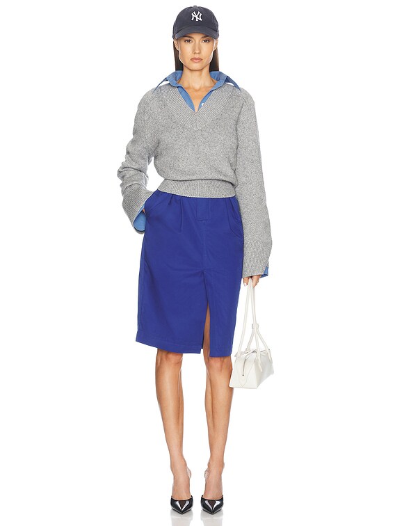 Helsa Talena V Neck Sweater in Heather Grey | FWRD
