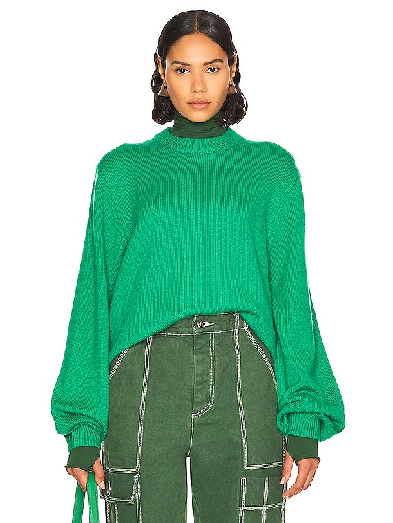 Helsa Lynnea Crew Pullover in Green | FWRD