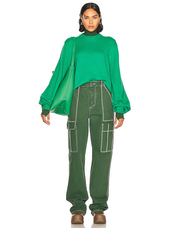Helsa Lynnea Crew Pullover in Green | FWRD