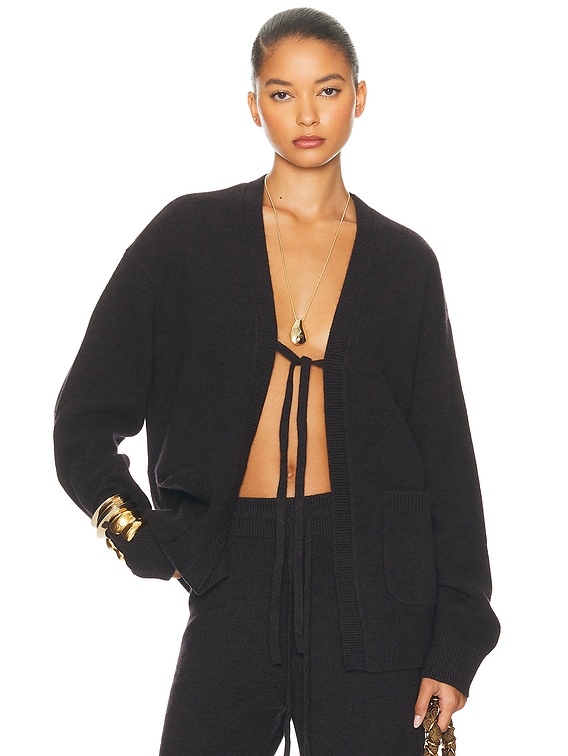 Helsa Paxton Cardigan in Dark Brown | FWRD