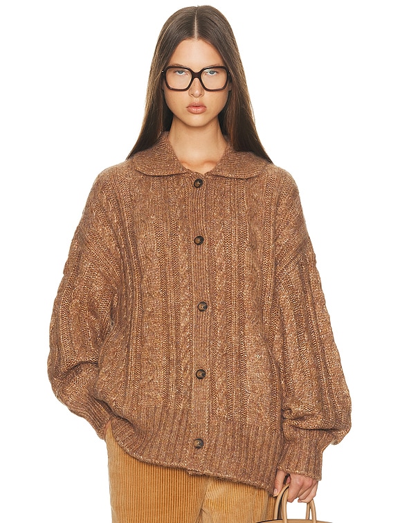 Helsa Jessiah Cable Cardigan in Acorn | FWRD