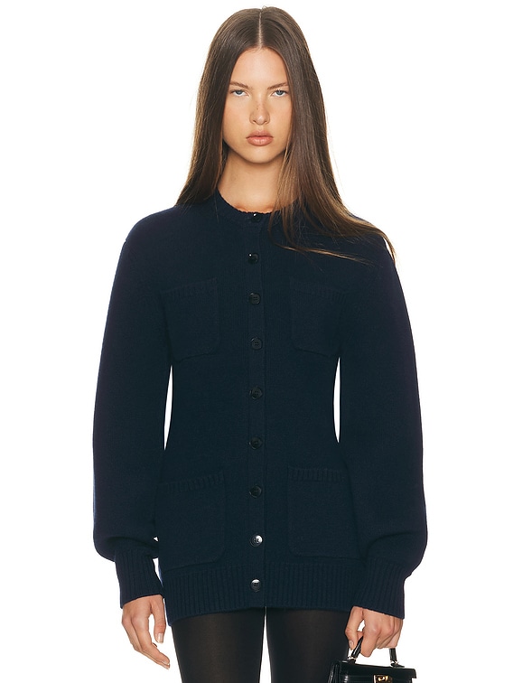 Helsa Devika Wool Cashmere Cardigan in Navy | FWRD