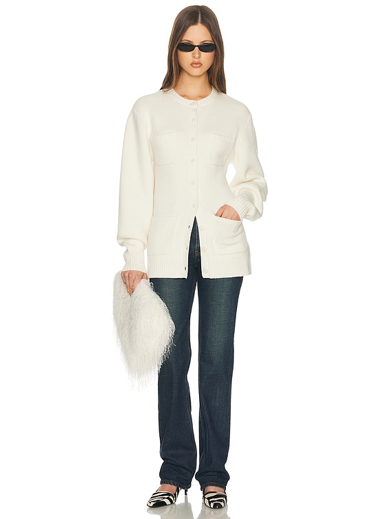 Helsa Devika Wool Cashmere Cardigan in Cream | FWRD